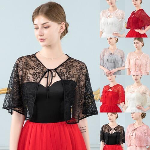 Wedding Women Thin Summer Lace Bridal Cape Party Prom Lady Lace up Bolero Party Evening Shrug Accessory Shawl Elegant Soft Wrap