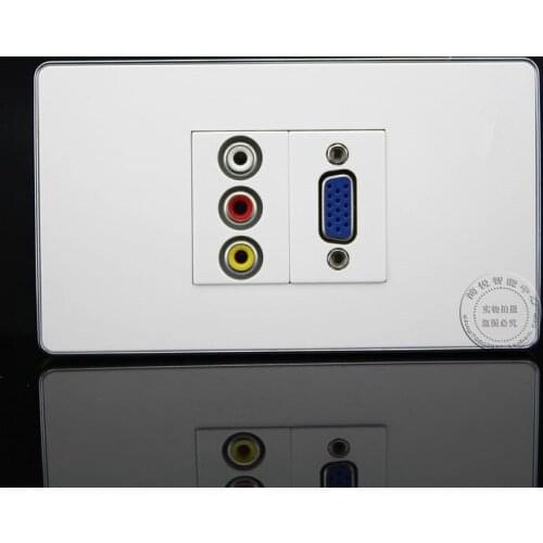 120MM Wall Face Plate 3RCA AV +VGA Socket Assorted Panel Faceplate