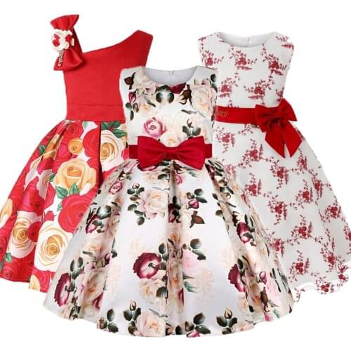 2021 Summer Children Dress Printing Elegant Princess Dress Kids Dresses For Girls Costume Wedding Party Dress Vestidos 2-10 Age