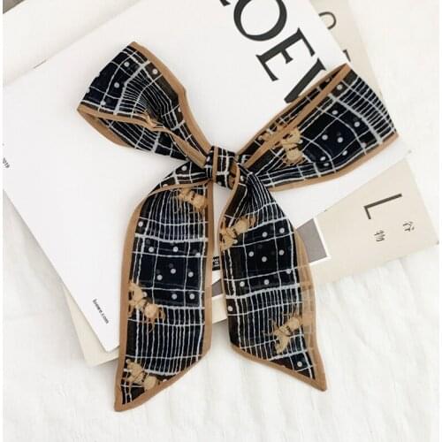 2021 Letter Horse Houndstooth Print Neck Collar Scarf Belt Women Luxury Long Hair Band Headband Scarfs for Ladies Bag Ribbon