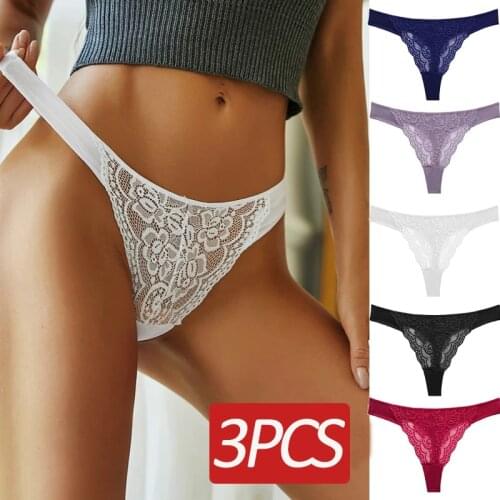 3PCS/Set Sexy Lace Panties Women Low-waist Underwear Womens Thong Female G String Breathable Lingerie Temptation Intimates M-XL