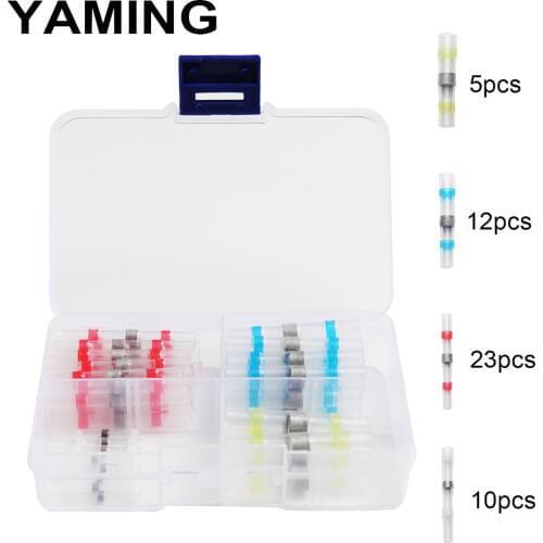 50PCS Waterproof Solder Seal Heat Shrink Butt Connectors Soldering Polyolefin Sleeve Cable Terminal Electrical Wire Connector