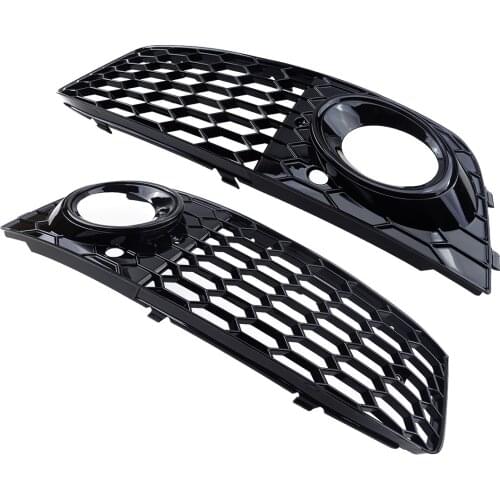 8K0807681 1 Pair 8K0807682 Honeycomb Design Mesh Fog Light Grill Grille Cover Fit for Audi A4 B8 2009-2012 Base Sedan 4-Door