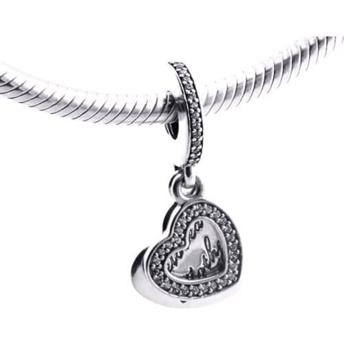 Authentic 925 Sterling Silver Clear CZ Beloved Mother Pendant Charms Beads For Jewelry Making Fits Original Bracelet Kralen