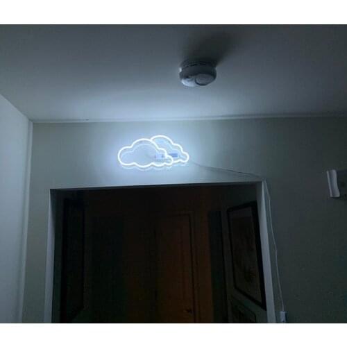 14“ Two Clouds White Acrylic Custom Neon Light Lamp Sign Beer Handmade Real Glass Decorate Home Wall Room Windows Tube Artwork