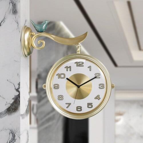 Simple Nordic Wall Clock Fashion Creative European Living Room Double Sided Wall Clock Modern Reloj De Pared Home Decor DG50WC