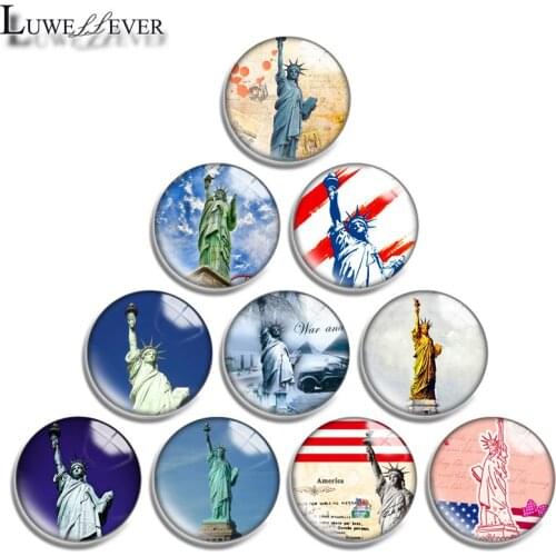 12mm 14mm 16mm 20mm 25mm 30mm 699 Statue Of Liberty Mix Round Glass Cabochon Jewelry Finding 18mm Snap Button Charm Bracelet