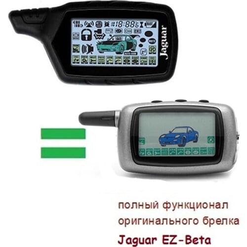 Russia version EZ-beta keychain for Jaguar EZ-beta lcd remote two way car alarm system key fob remote start Security Alert