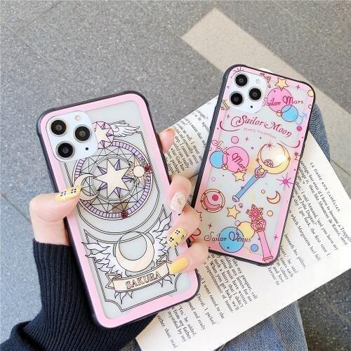 Japanese Anime Card Captor SAKURA Tempered glass phone case for iphone 11 Pro Max 7 8 plus X XR XS MAX cute clear cover
