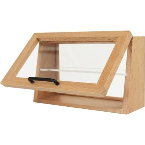 Wooden 1/12 Dollhouse Miniature Cake Cabinet Mini Kitchen Tableware Cupboard for Pullip Blyth Doll House Furniture Accessories