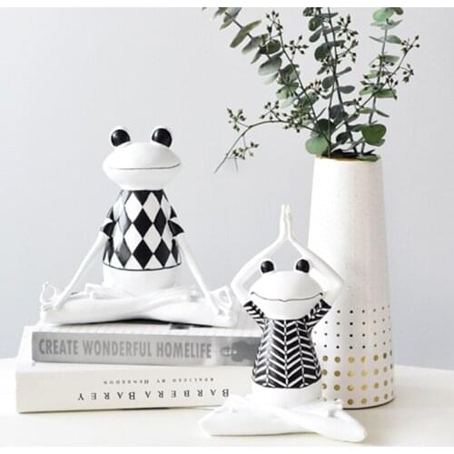 Figurines Desk Bookstore Cafe Resin Meditating Frog Funny Ornaments Modern Sit In Meditation Frog Statue