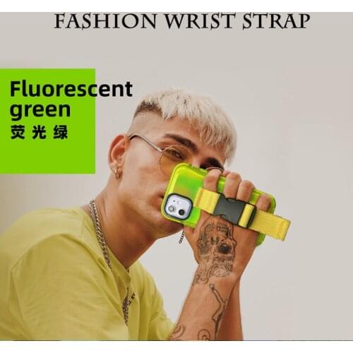 Fluorescent wristband lanyard case for iphone 12 12 pro max 12mini phone stand phone case for iPhone11 11pro max anti-drop cover
