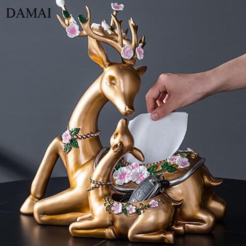 American Ceramic Deer Tissue Boxes Large Creativity Animal Decor Storage Ornaments Dining Table Napkin Holder Home Decoration