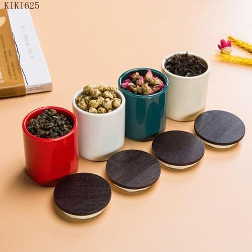 European-style Ceramic Tea Caddy Mini Portable Travel Storage Small Tea Caddy Home Candy Coffee Bean Storage Box Home Decoration