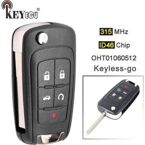 KEYECU 315MHz ID46 Chip OHT01060512 Keyless-Go Flip Remote Key Fob for Chevrolet Buick Lacrosse Encore Regal Verano 2011-2016
