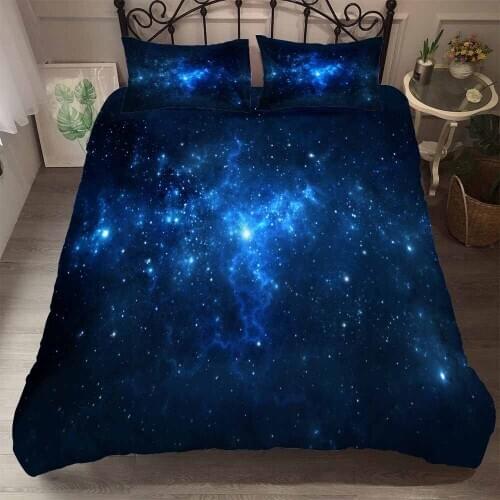 Universe Outer Space Galaxy Bedding Set Duvet Cover Set Pillowcase King Double Single Bed Linen Bedclothes Children Boys Gift