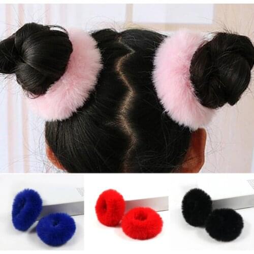 Fashion Girls Elastic Faux Fur Rabbit Hair Scrunchies Rope Ponytail Holder Hairband Plush Hair Ring Hair Accessories Headwear