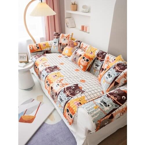 Fashion Simplicity Cartoon Dog Cotton Sofa Cover Seasons Universal Slipcovers Couch Sofa Towel Sofa Mat For Living Room