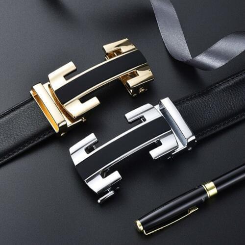 Peikong brand Automatic buckle genuine leather mens designer man belts for men high quality business fashion waist black h belt