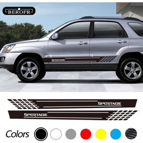 2PCS Car Stickers Decals Side Skirt Stripes Reflective Auto Vinyl Decoration Films Door Accessories For Kia Sportage 3 4 QL