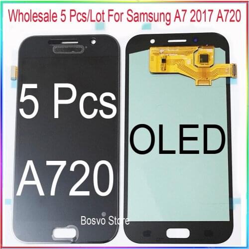 Wholesale 5 Pcs/Lot OLED for Samsung A7 2017 A720 A720F SM-A720F LCD screen display with touch assembly OLED