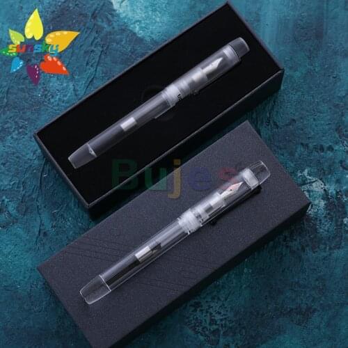 Tramol Fountain Pen Clear Trasparent Resin Ink Pen high-capacity 0.38/0.5mm Nib Eyedropper Pen Office school Writing supplies