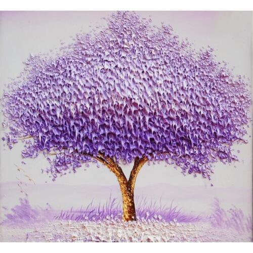 Custom 3d Wallpaper Hand Painting Dream Purple Wishing Tree Art Background Painting Quality Waterproof Material