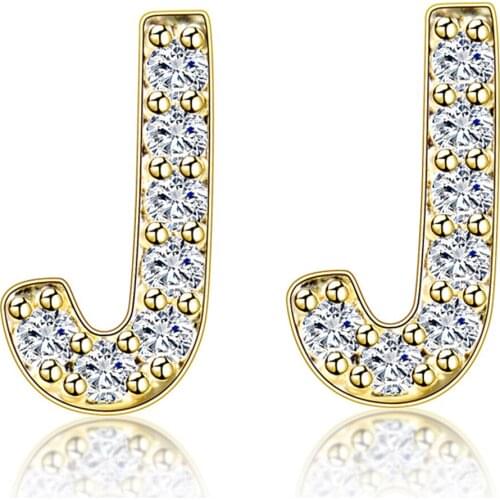 Fashion AAA Cubic Zirconia Cz Stone 26 Initial Letter Stud Earings For Women Girl Kids Party Accessories Jewelry Earring