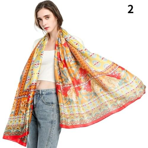 Spring/summer New Scarf Shawl New Silk Satin Mosaic Printed Scarves Ladies Cashmere Scarves In Autumn and Winter