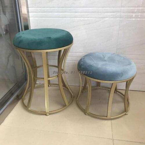 Modern and simple wrought iron net red ins makeup chair golden bedroom dressing stool small round stool fitting room girl stool