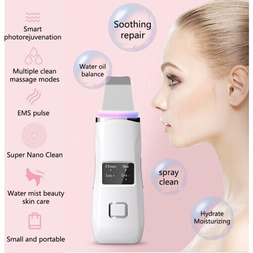Ultrasonic Skin Scrubber Deep Face Cleaning Machine Ultrasound Peeling Shovel Pore Cleaner Facial Whitening Lifting Massage Tool
