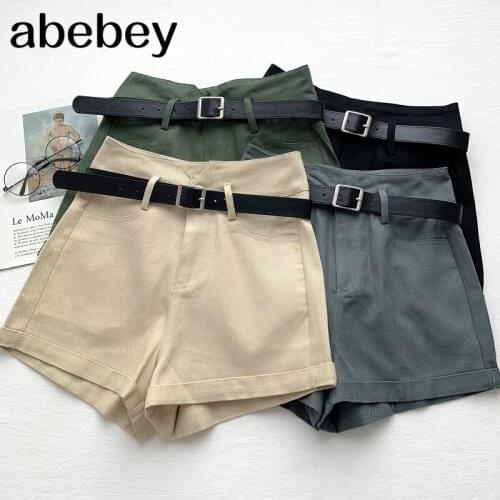 2021 Spring Summer Casual All-match solid Shorts high waist slim A-line wide leg Shorts sashes Shorts