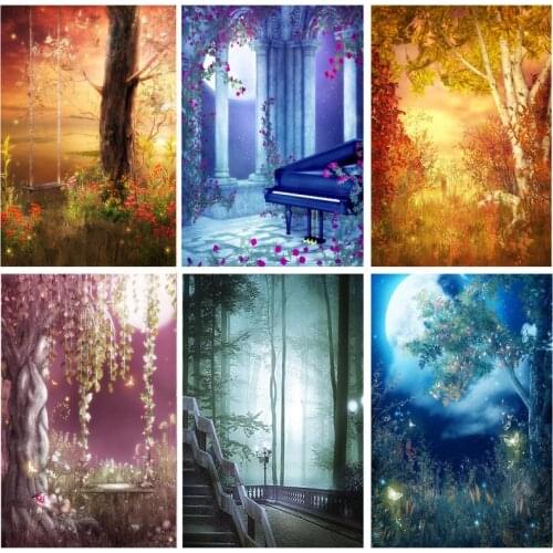 Vinyl Custom Dream Forest Castle Fairy Tale Children Photography Backdrops Prop Photo Background 2158 TTW-04