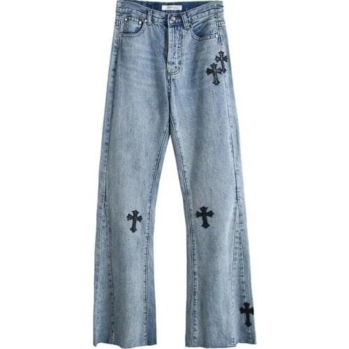 Patchwork Wide Leg Jeans For Women High Waist Straight Pocket Large Size Casual Pants Female 2020 Summer Fashion New S428