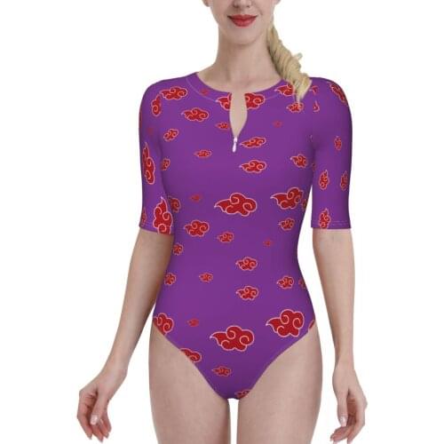 Women 2021 Exotic Bikinis Akatsuki (12) Half Sleeve zip Women Swimsuit One-Piece Swimwear Comic Anime Game Women Beach wear