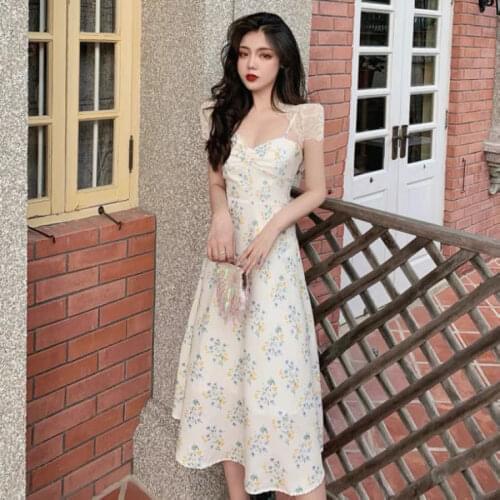 Elegant Floral Print Long Women Dress Linen Summer Sleeveless O-neck 2021 Lace A-line High Waist Party maxi Vestidos Robe Femme