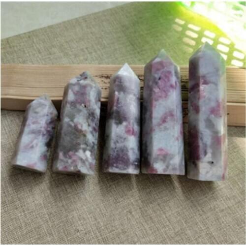 1pcs natural quartz tower crystals healing stones Pink tourmaline point for Home Decoration