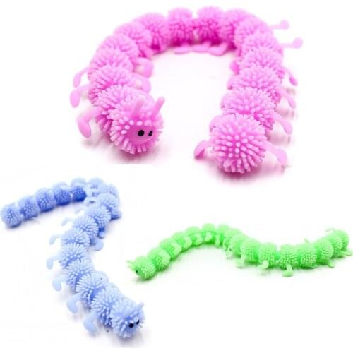 2Pcs 16 Knots Caterpillar Stretch String Relieves Stress Toys Releases Stress Fidget Toys Gifts For Kids Squeeze Toy