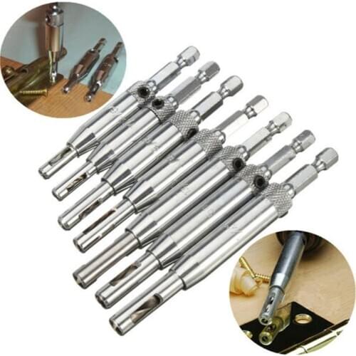 4Pcs Center Drill Bit Doors Self Centering Hinge Tapper Core Drill Bit Set Hole Puncher Woodworking Tools 5/64"-11/64"
