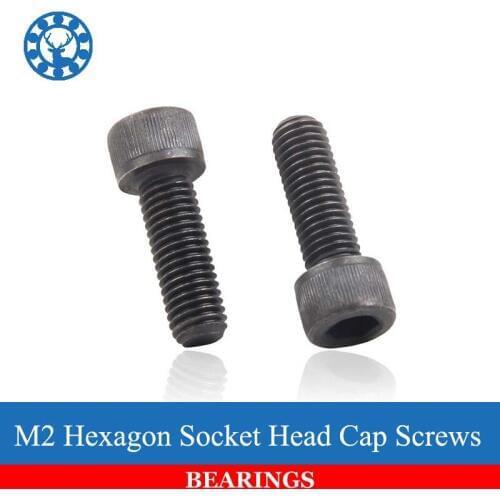 50Pcs M2 DIN912 Black High-strength 12.9 Level Alloy Steel Screw Hexagon Socket Head Cap Car Screws