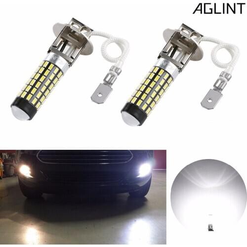 AGLINT 2PCS H3 Automobiles Car LED Fog Lamp 3014 SMD For Daytime Running Light DRL Driving Lamp Extremely Bright 6000K 12-24V