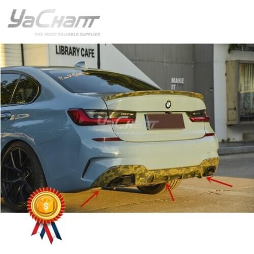 Car-Styling Dry Carbon Fiber Rear Bumper Under Lip Fit For 2019-2020 3 Series G20 G28 MPF Style Rear Diffuser Lip