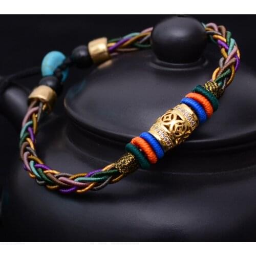 Dragon Knot Hand-woven Bracelet Luck Bead Eight Strands of Rope for Man and Women Bracelet Ethnic Wind Hand Decorated Transfer