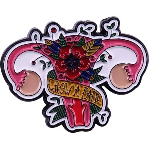 Grow a pair ovaries enamel pin gorgeous uterus art brooch courage badge feminist flair addition