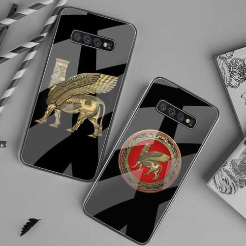 Lamassu Assyrian Winged Lion And Winged Bull Phone Case Tempered Glass For Samsung S20 Plus S7 S8 S9 S10 Plus Note 8 9 10 Plus