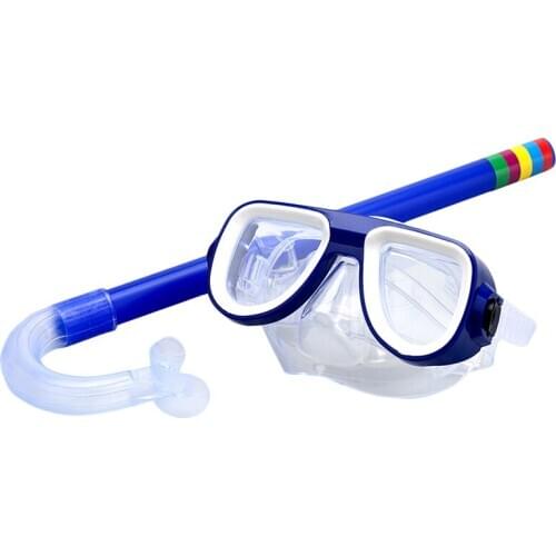 Children Safe Snorkeling Diving Mask + Snorkel Set Swimming Set Water Sports For Kid 3-8 Years Old Blue