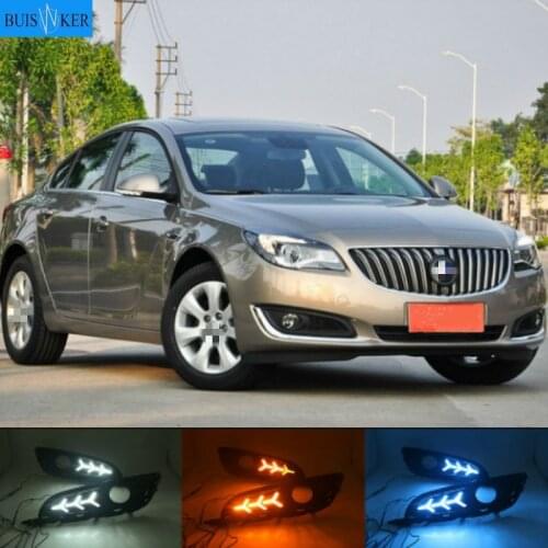 1 Pair LED DRL Daytime Running Lights Daylight With Turn Signal and Night Blue Lamp For Buick Opel Regal Insignia 2013 2014 2015