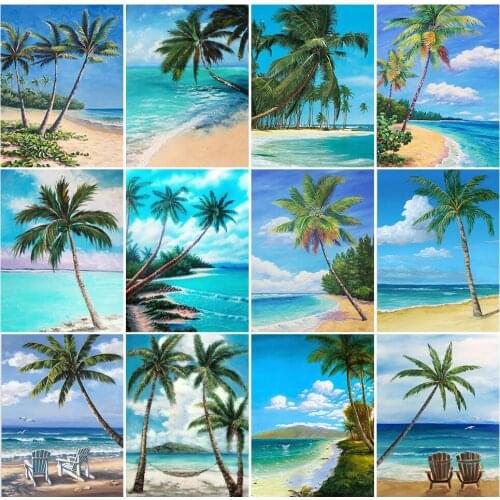 DOHAWIZS 5D DIY Diamond Painting Seaside Blue Scenery Cross Stitch Kits Diamond Mosaic Landscape Rhinestone Handmade Hobby Gift