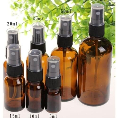 500pcs 5/10/15/20/30/50/100ml Spray Bottle Amber Glass Bottles Essential Oil Mist Spray Container Case Refillable travel bottles