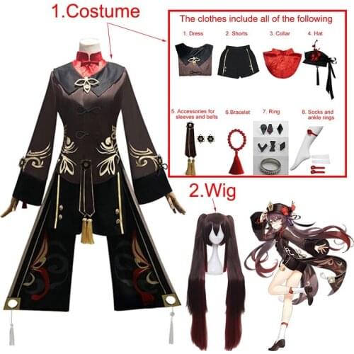Genshin Impact Hu Tao Full Cosplay Costume Chinese Ancient Costume Halloween Carnival Clothes For Girls